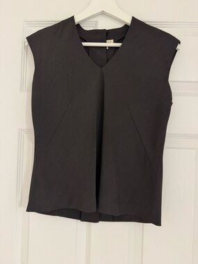 Miyako Womens Brown Pinstripe Sleeveless Blouse Top Size 4 Minimalist Chic